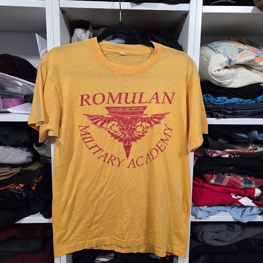 True Vintage 80s Star Trek Romulan Military Academy paper thin Shirt  L